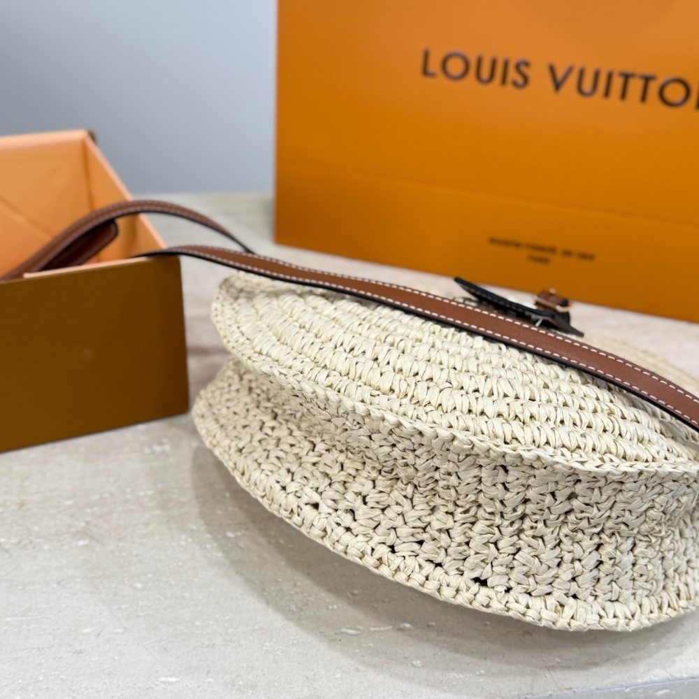 Louis Vuitton Around Me Shoulder Bag Raffia White 11 Inches M25243
