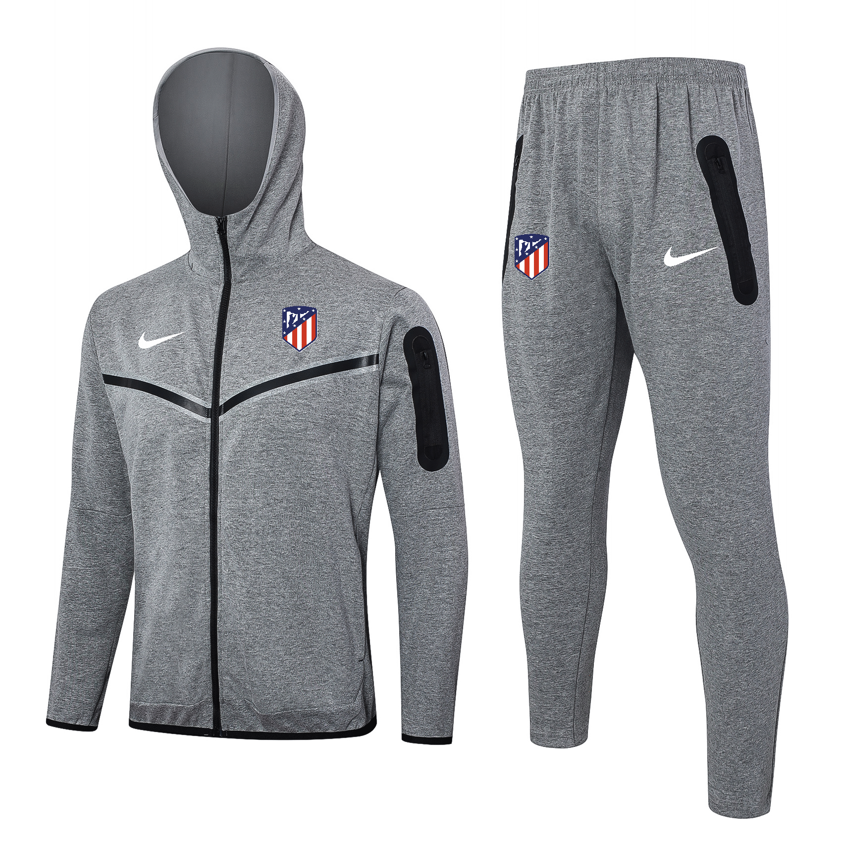2024-25 Atletico Madrid Winter Hooded Long-Sleeved Thick Jersey - Adult Set