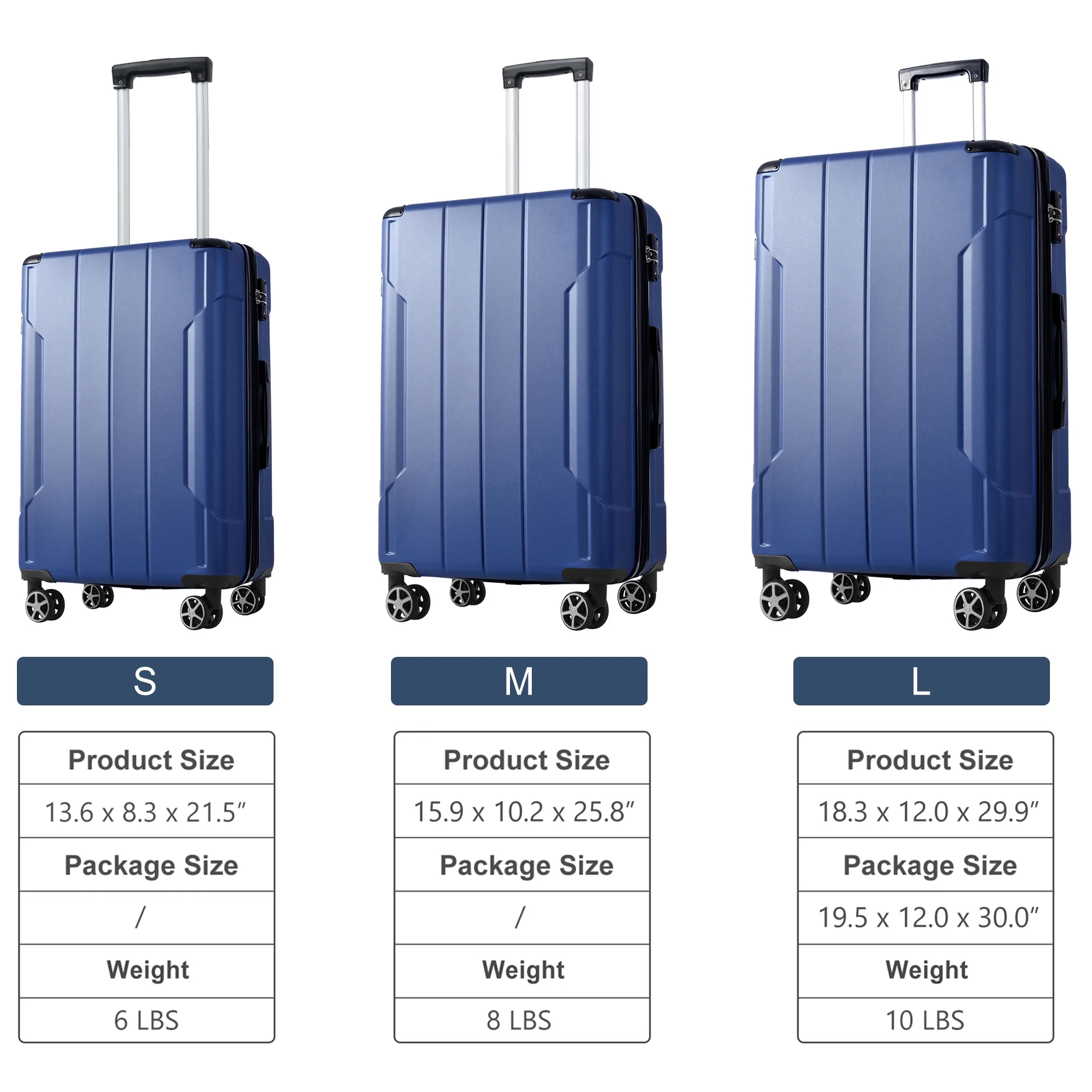EUROCO 3 Piece Luggage Set, Expandable Hardshell Suitcase with TSA Lock and Double Spinner Wheels,ABS Lightweight Durable Travel luggage Set(20