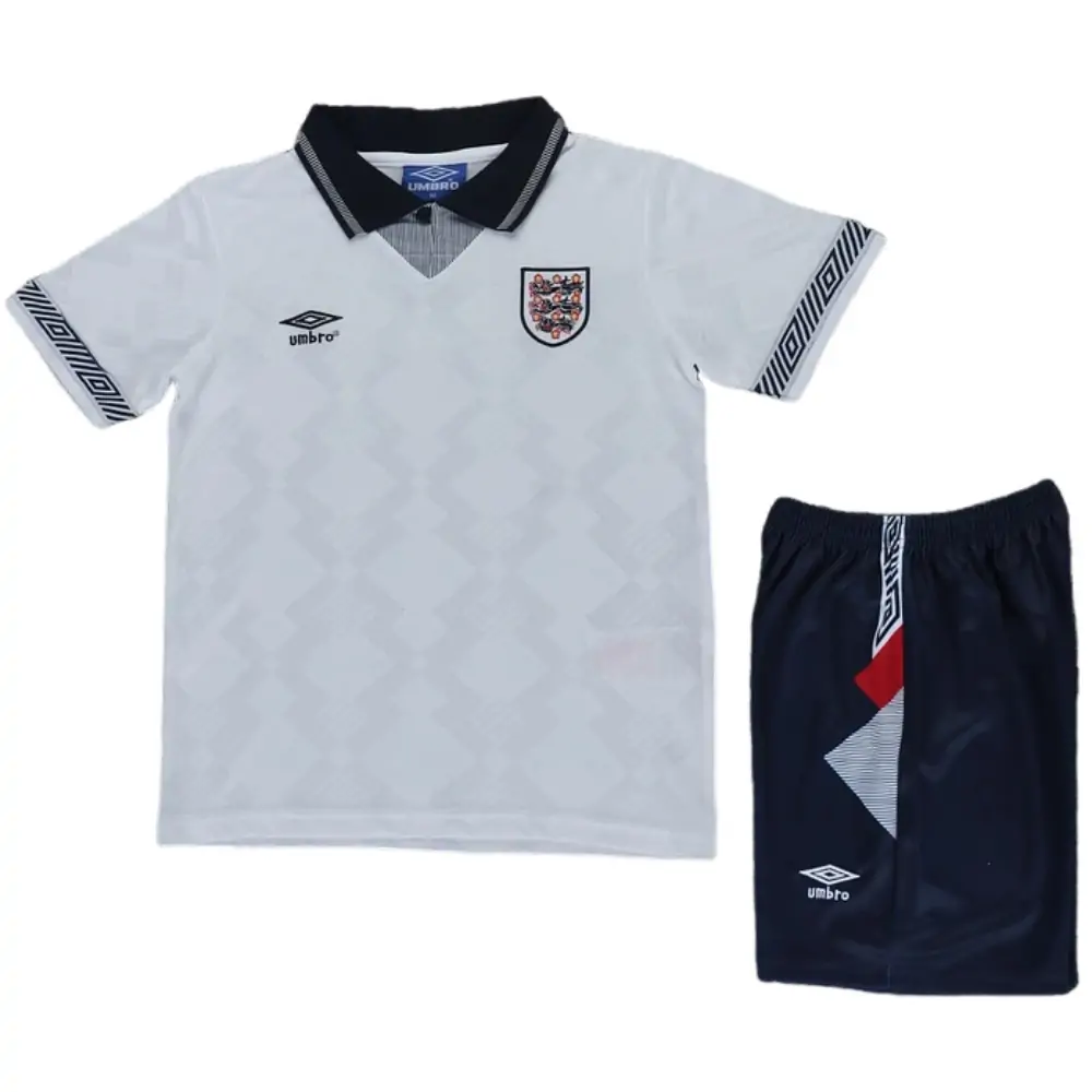 1990 England Home Retro Children's Jersey Set - Fans Edition