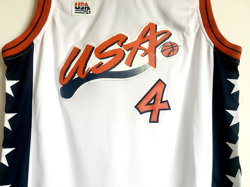 1996 Atlanta Olympics Team USA Dream 3 USA No. 4 Barkley white embroidered jersey