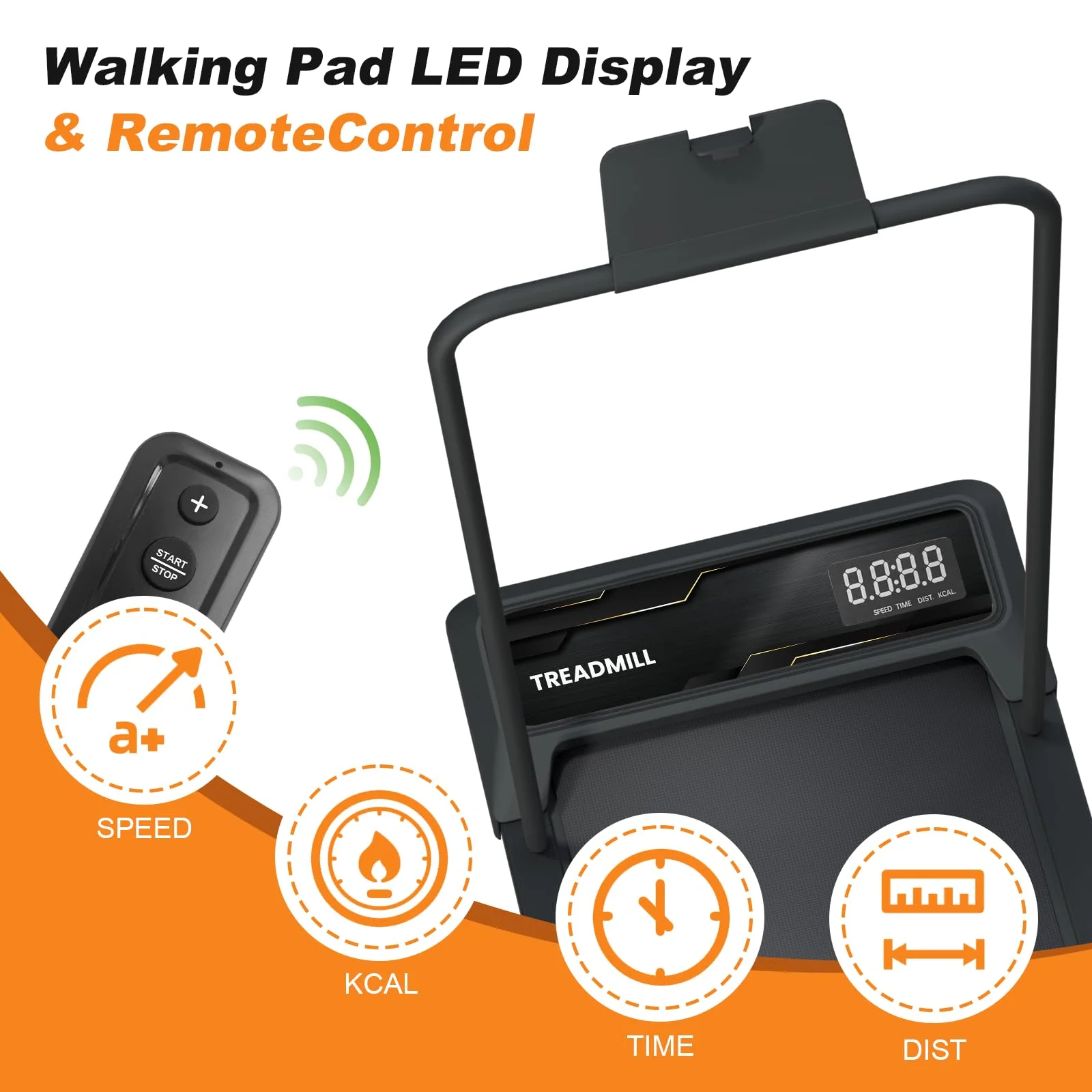 Chiccushion Walking Pad Treadmill Under Desk with Handle for Home, 2.5HP Portable Walking Treadmill with Remote Control, 300 Lbs Capacity, LED Display