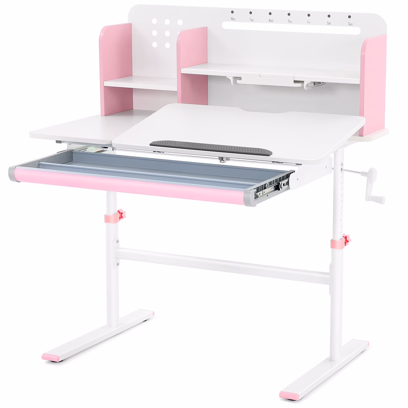 Adjustable Height Ergonomic Kids Study Desk & Chair Set Children Students Drafting Table Home School with Shelf,Drawer(Gray)