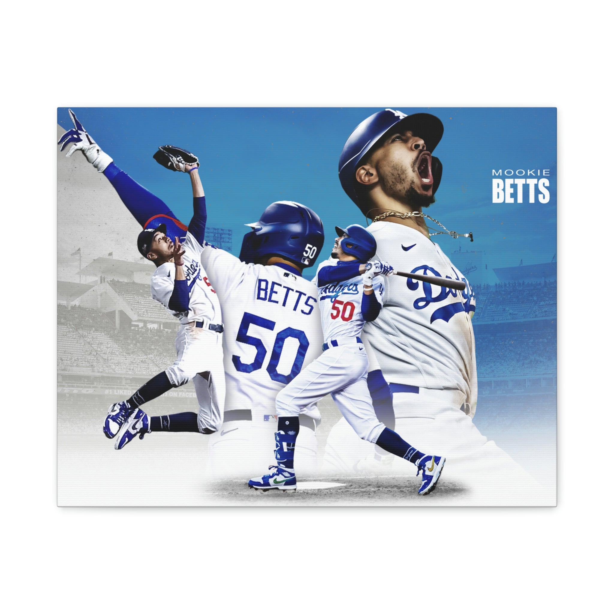 Mookie Betts Los Angeles Dodgers #50 Premium Wall Art Canvas Wrap