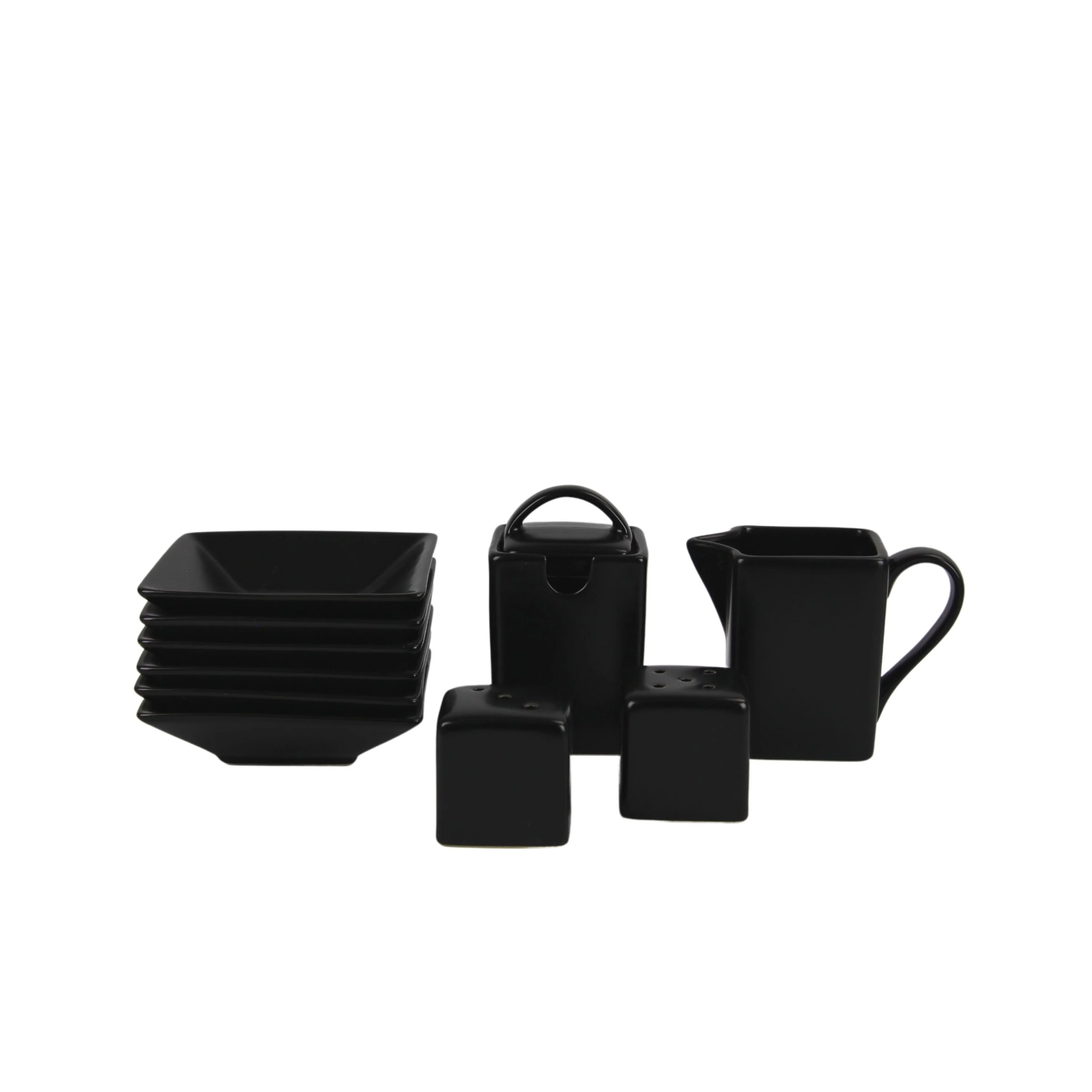 10 Strawberry Street Nova Square 45 Piece Stoneware Dinnerware Set, Matte Black