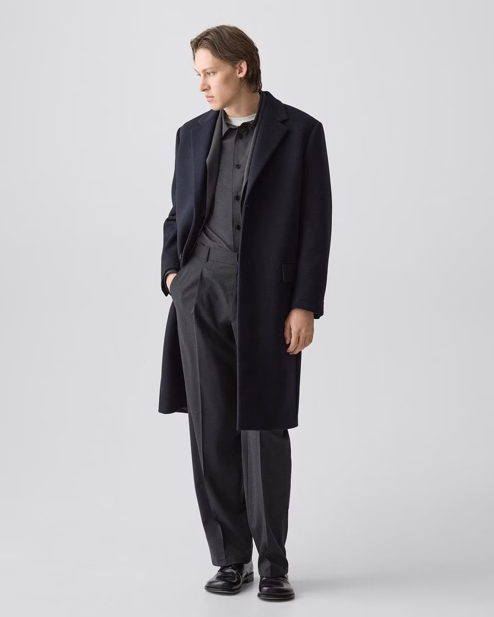 Two-Button Coat in Plush Melton