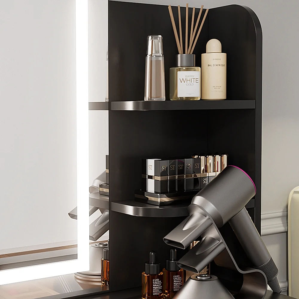 RichYa Modern Makeup Vanity Set with Lights Mirror and Drawers,White Makeup Desk,Dressing Table