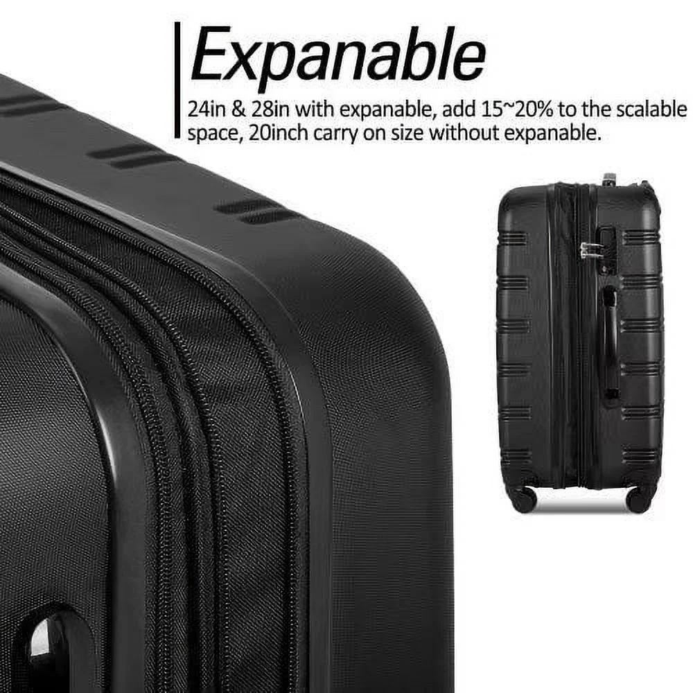 Expandable Suitcase Set of 3 with Double Spinner Wheels, Indestructible PP Material Hard Shell Luggage Sets TSA Lock, Carry on Expandable, Lightweight,20
