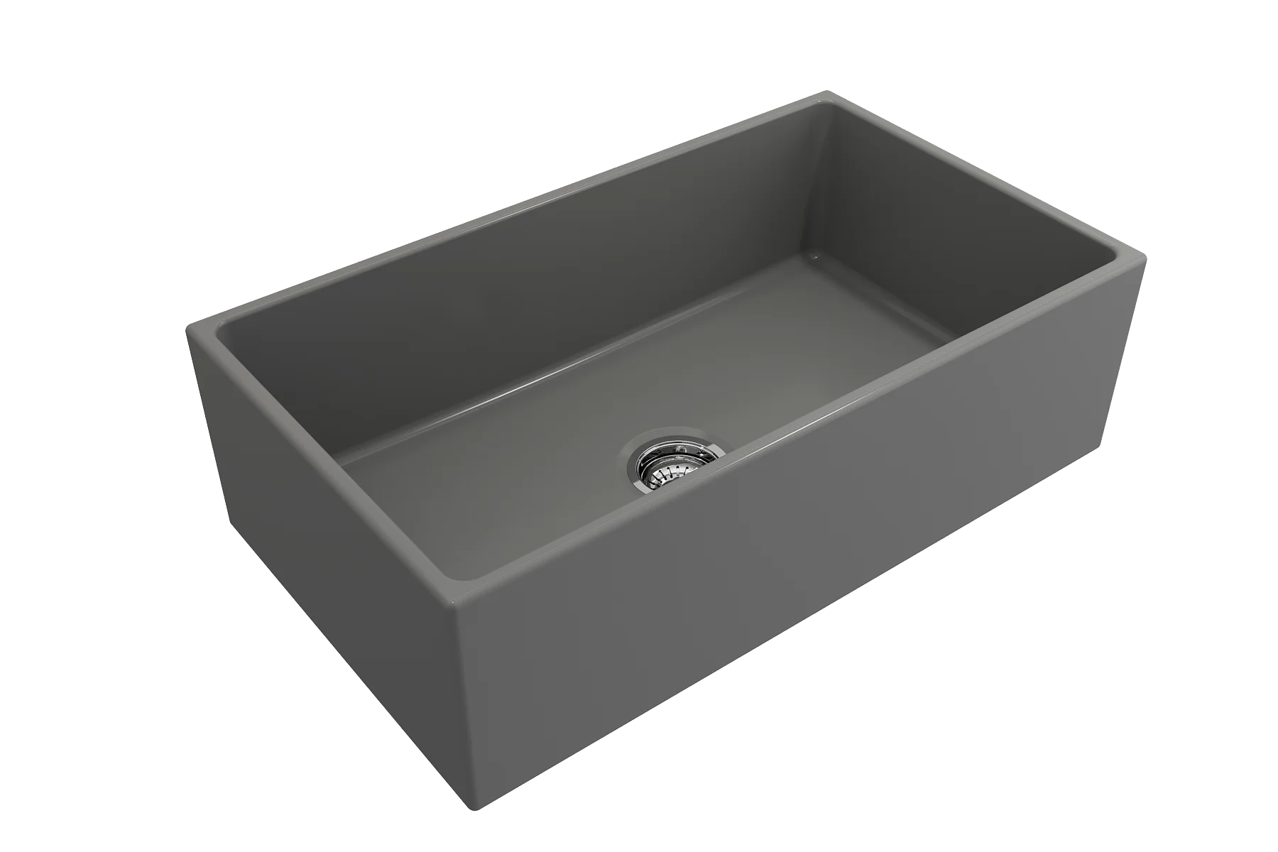 BOCCHI Contempo Apron Front Fireclay 33 in. Single Bowl Kitchen Sink with Protective Bottom Grid and Strainer in White