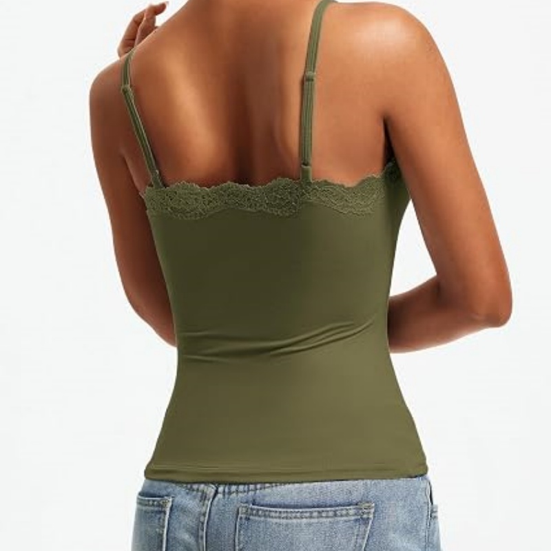 Women's Lace Trim Tank Tops Square Neck Camisole Going Out Top Slim Fit 2026 Trendy Summer