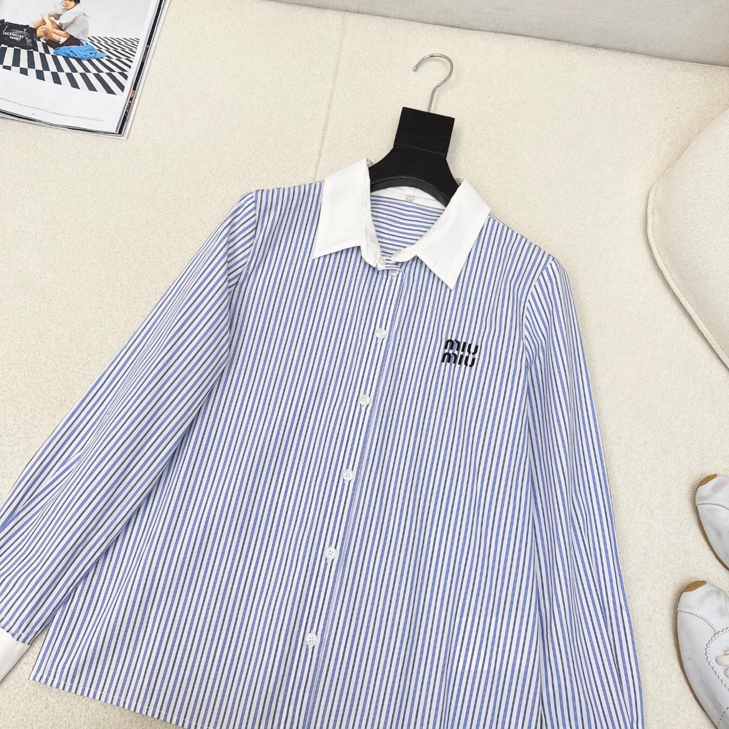 Early autumn latest detachable striped short shirt