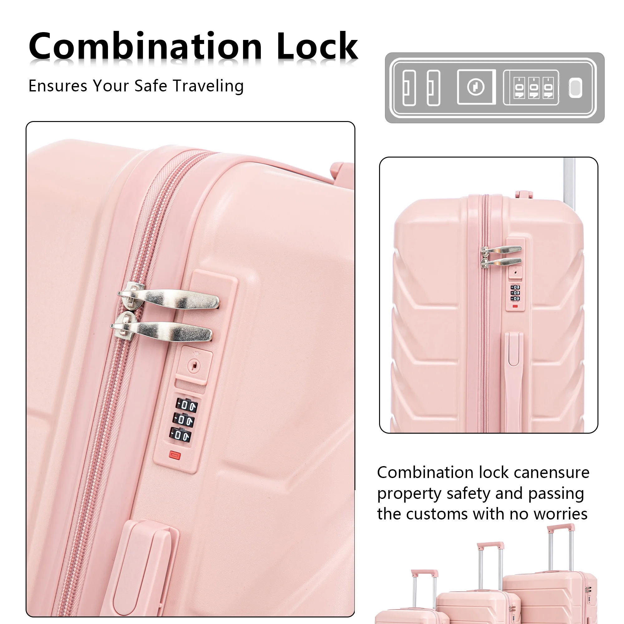 Luggage Sets 3 Piece(20/24/28), Expandable Carry On Suitcase with ABS Spinner Wheel TSA Lock