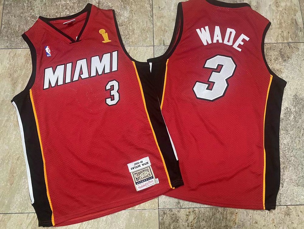 Heat #3 Wade Miami Red Embroidered AU Jersey