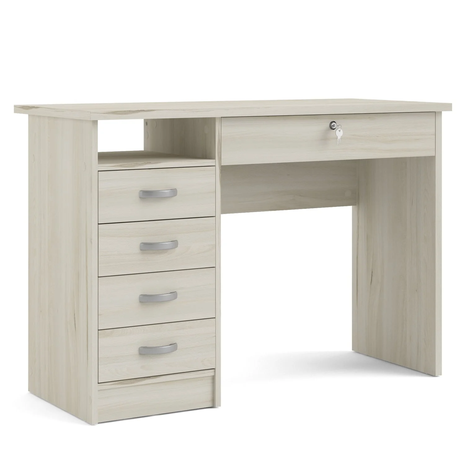Walden Desk with 5 Drawers, Light Woodgrain color
