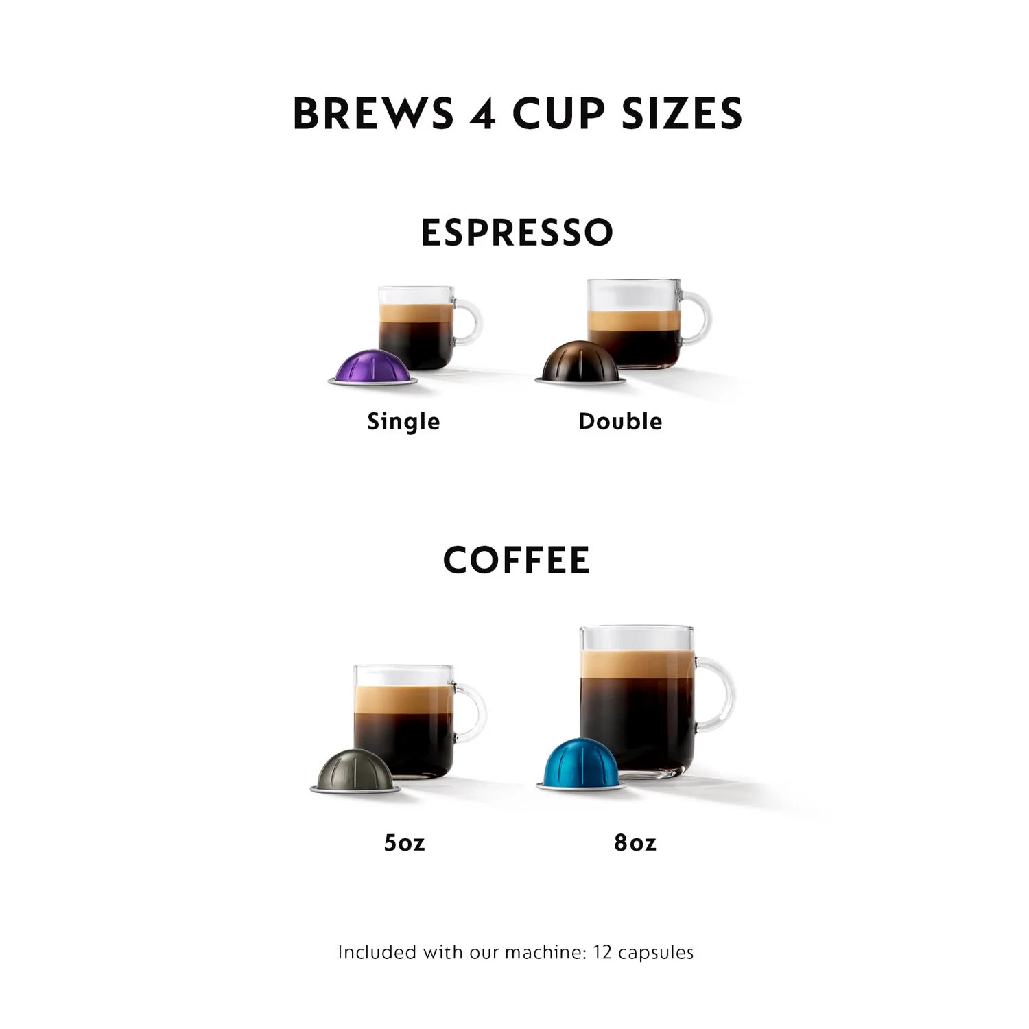 Breville Nespresso Vertuo Coffee & Espresso Single-Serve Machine in Matte Black