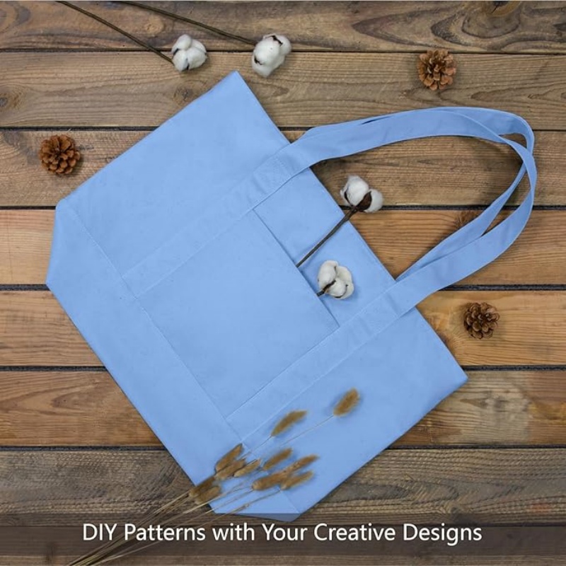 CANVORY 1-Pack Canvas Tote Bag with an External Pocket