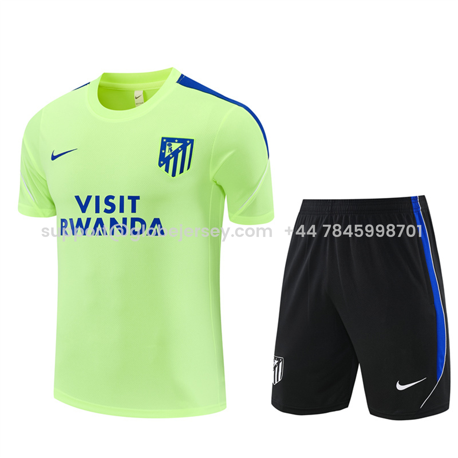 Atletico Madrid 26-27 Short-Sleeve Training Set - Green Top and Black Shorts