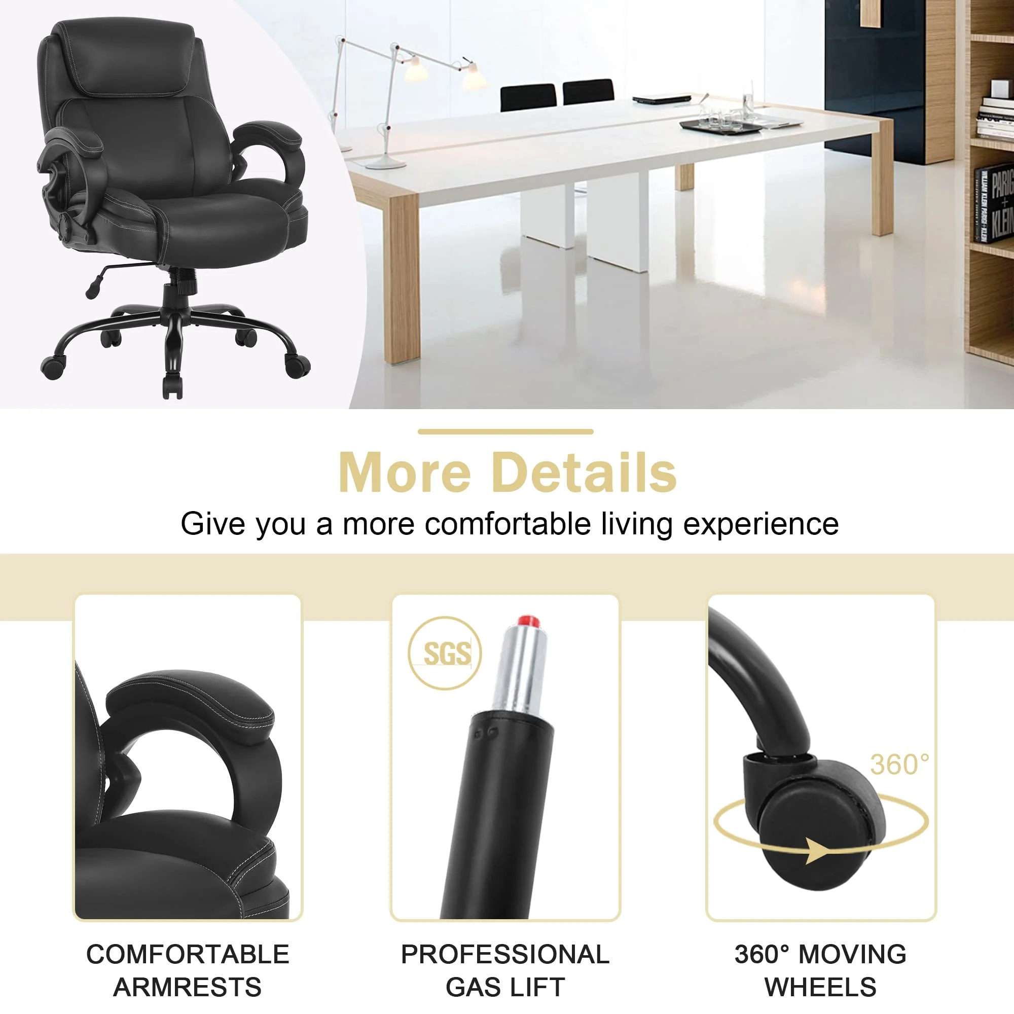 400lb Heavy Duty Office Chair, Ergonomic  43