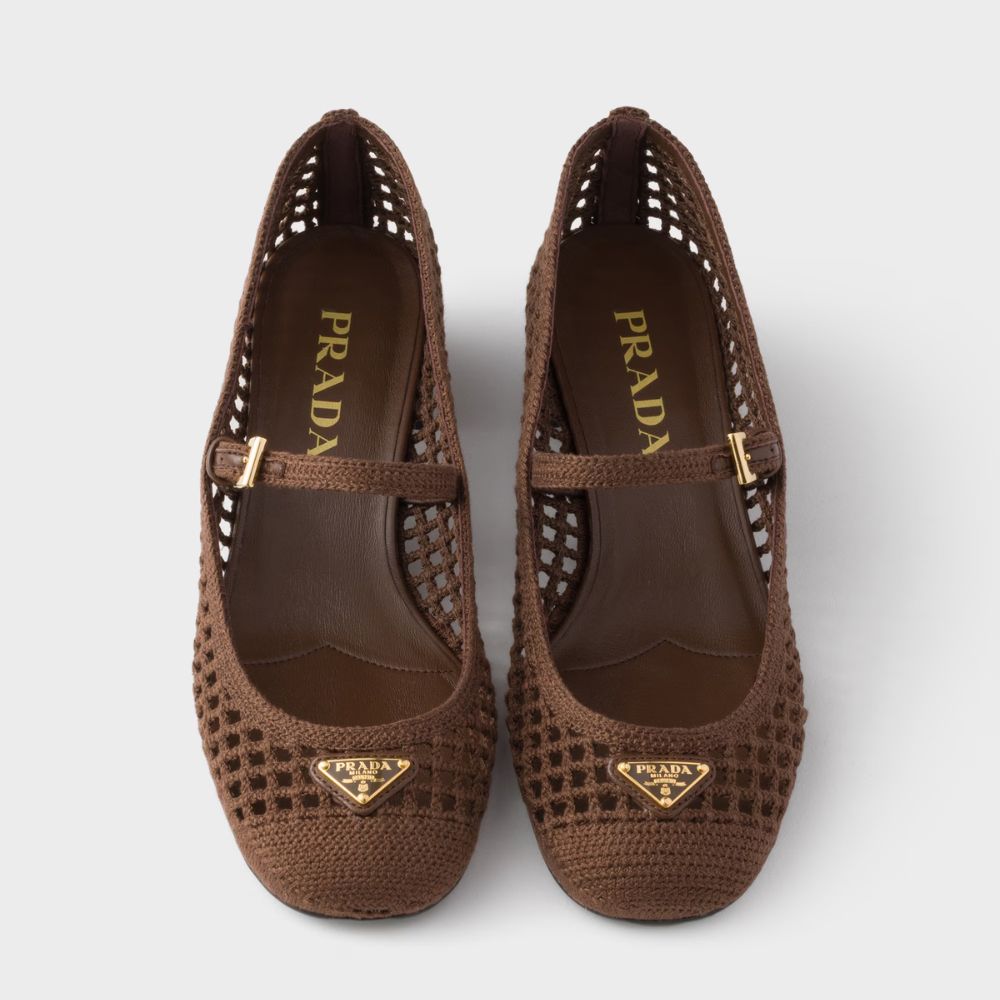 Prada Crochet Pumps Cocoa Brown 35mm