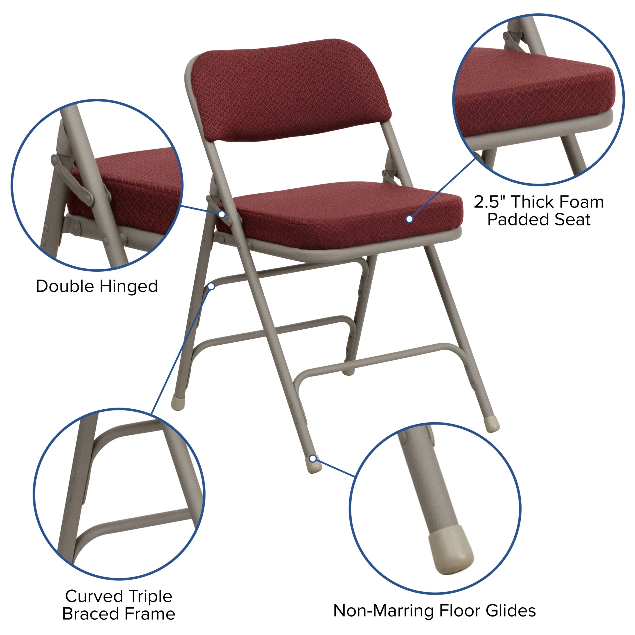 Flash Furniture Hercules Adult Triple Braced & Double Hinged Folding Chairs, Set of 2, Navy