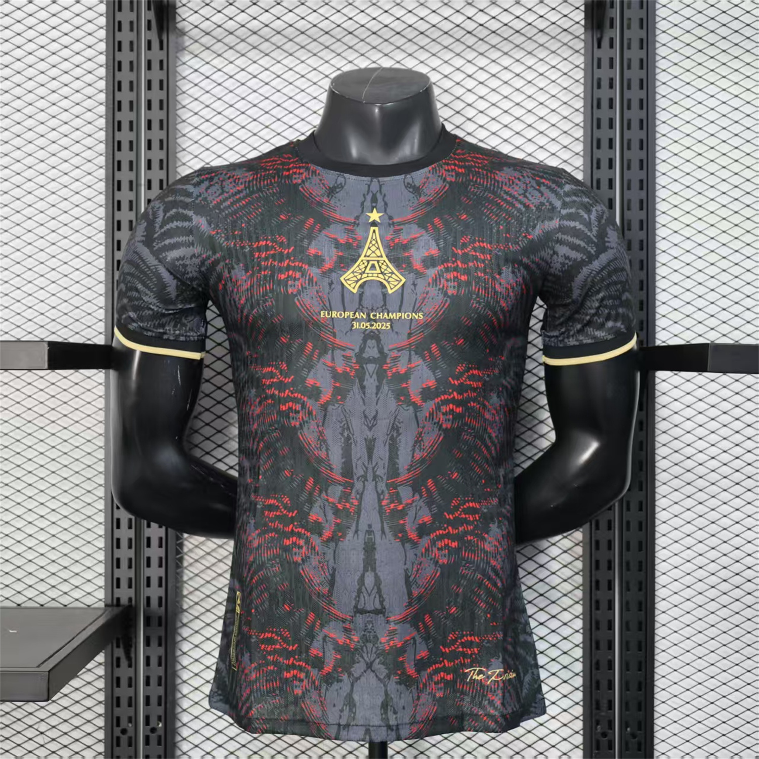 Paris Saint-Germain PSG 25-26 Champions League Commemorative Edition Black Red Eiffel Tower Jersey - Player Version