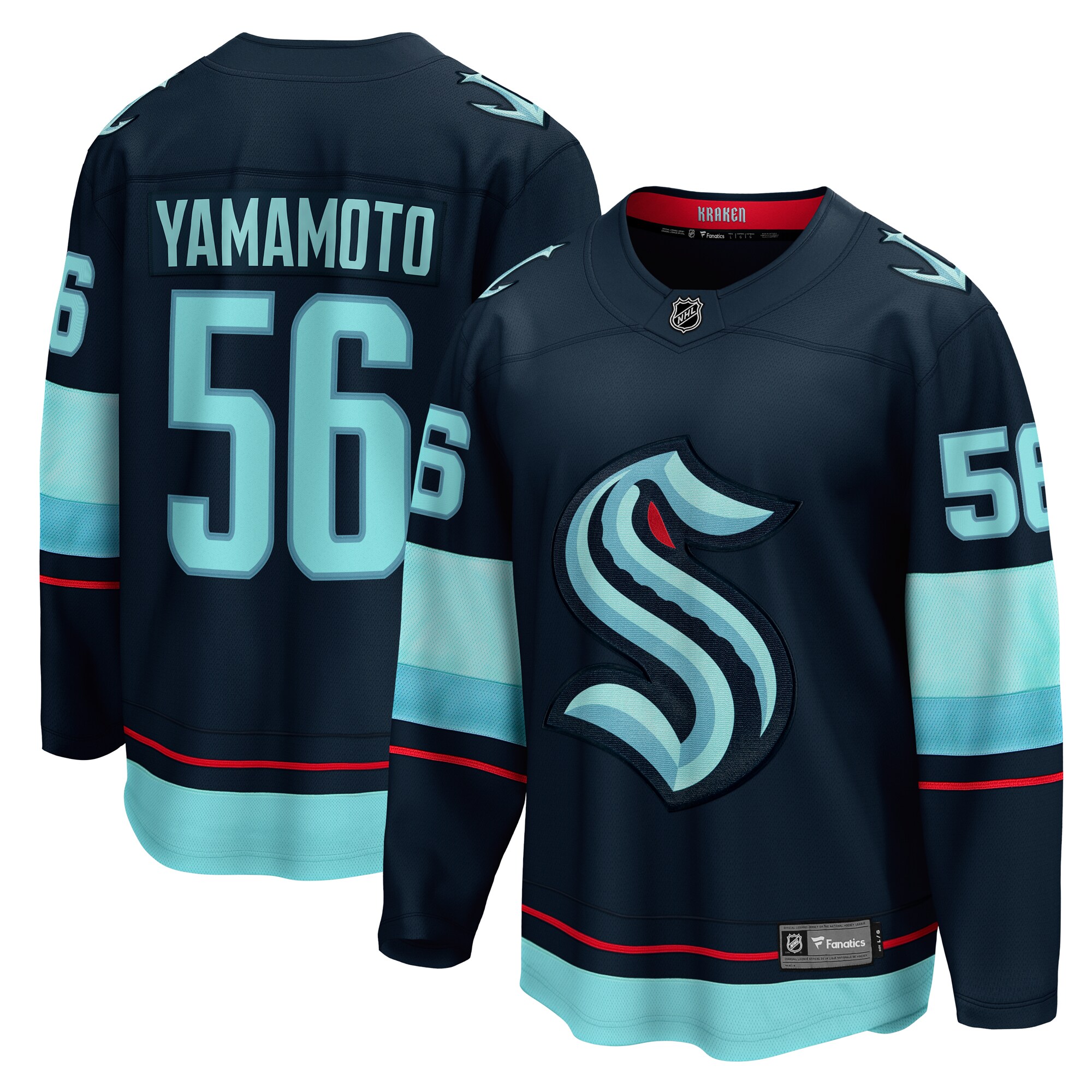 Kailer Yamamoto Seattle Kraken Fanatics Home Breakaway   Jersey – Deep Sea Blue