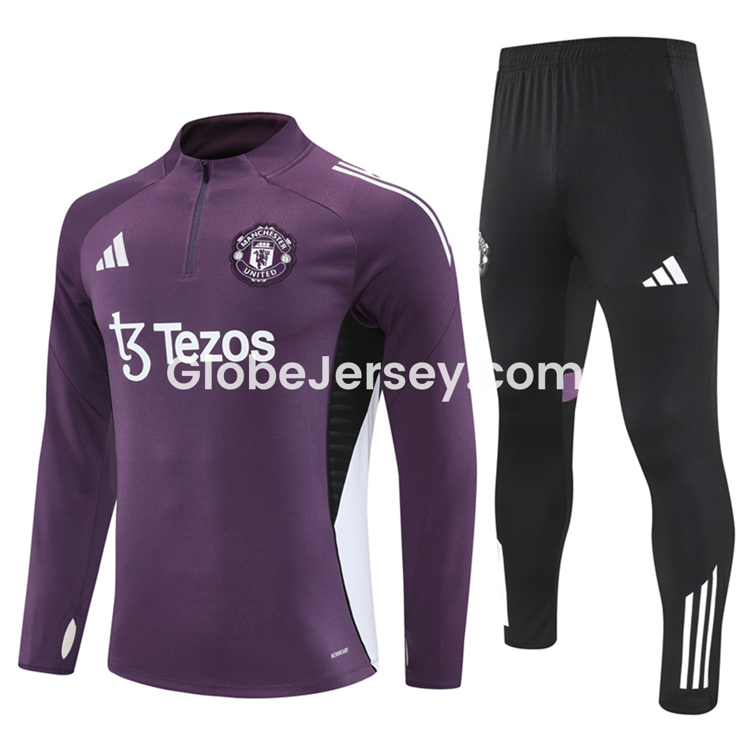 Manchester United 25-26 Long Sleeves Training Set - Purple Top & Black Pants