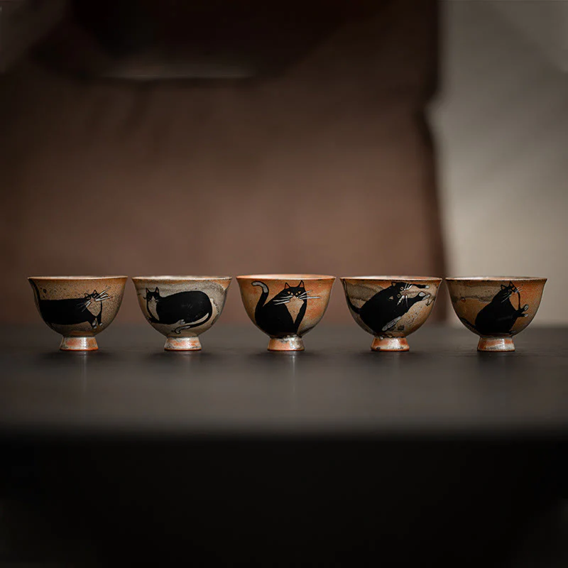 Buddha Stones Small Cute Cat Teacup Kung Fu Tea Cup 60ml