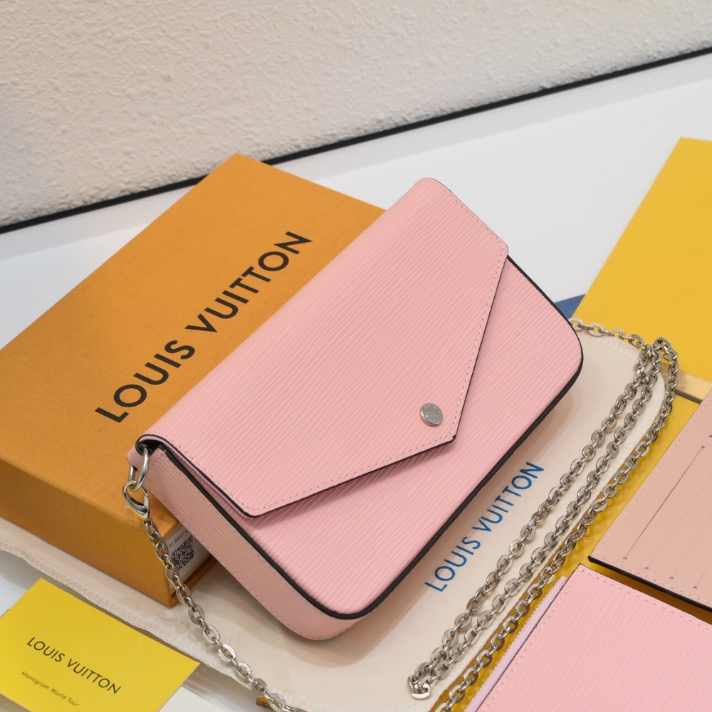 Louis Vuitton Félicie Pochette Epi Rose Ballerine 8.3 Inches M82477