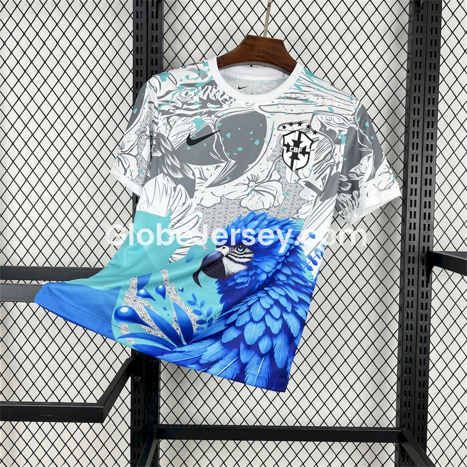Brazil 2025 Blue Macaw Special Edition White Jersey - Fans Version
