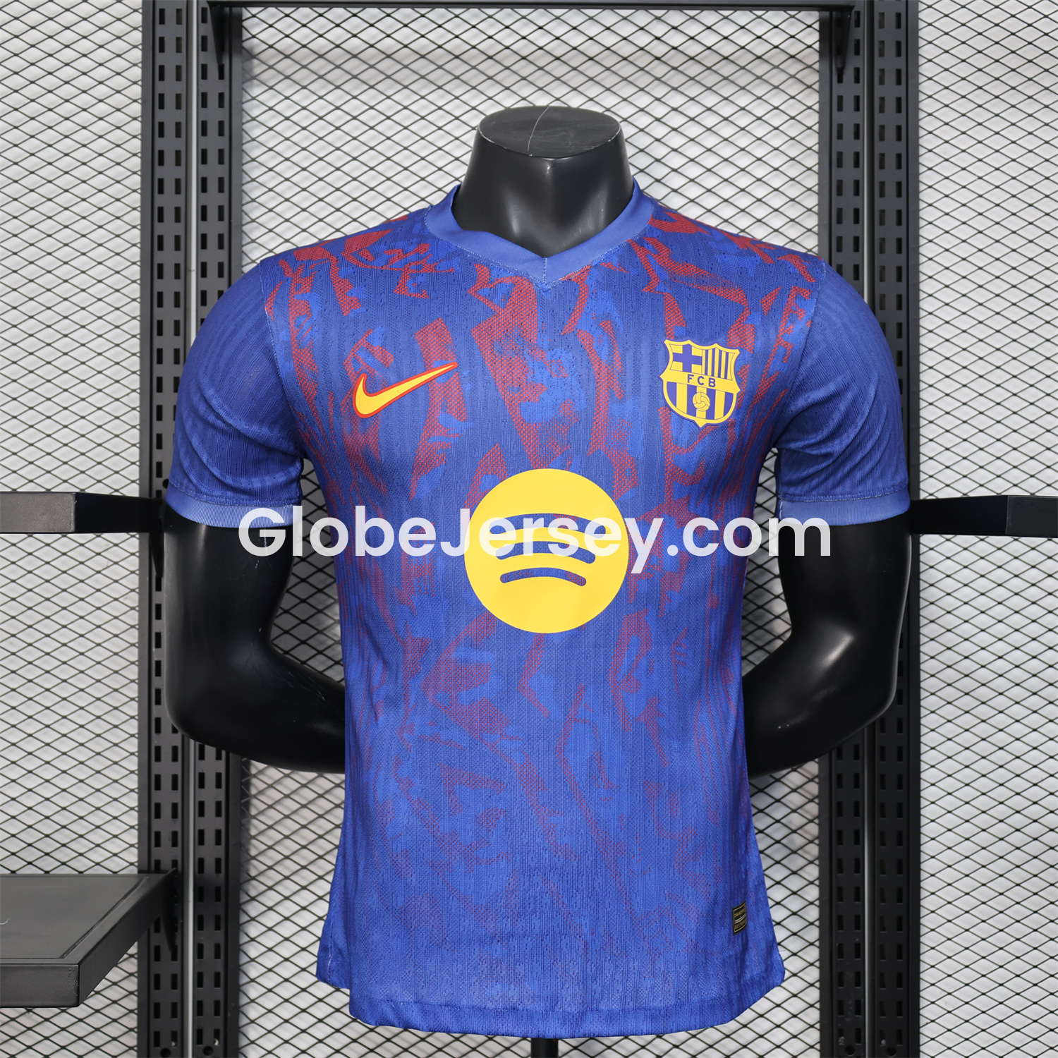 Barcelona 25-26 Blue Gradient and Red Shaped Pattern Pattern Jersey - Player Version