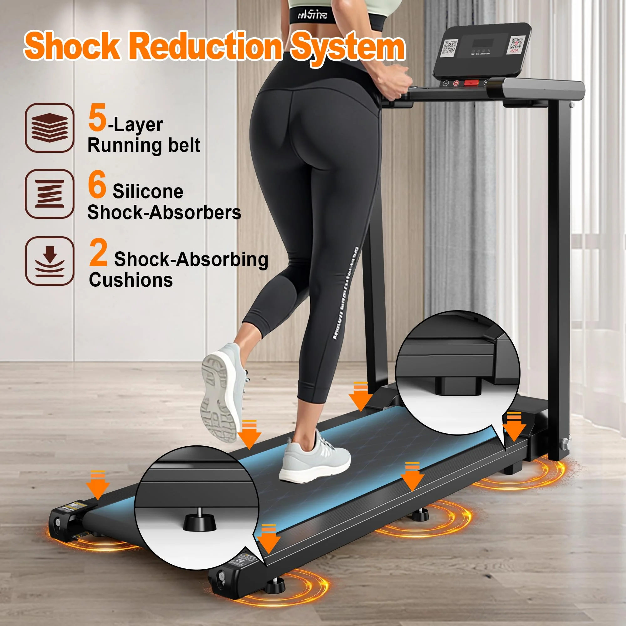 [TREADMILL CLEARANCE] FYC 2.5HP Folding Treadmill with Adjustable Height Desk & Incline - Compact Electric Treadmill Bluetooth Speaker for Running Walking Foldable Portable  (Silver)