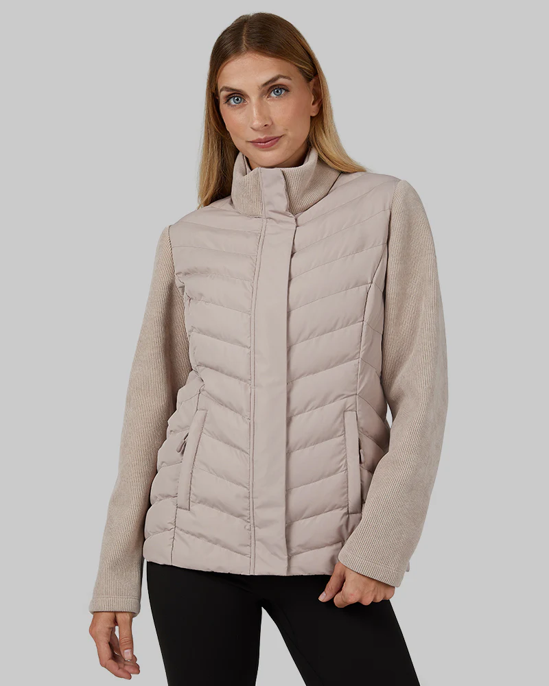 WOMEN'S MIXED MEDIA CHEVRON JACKET