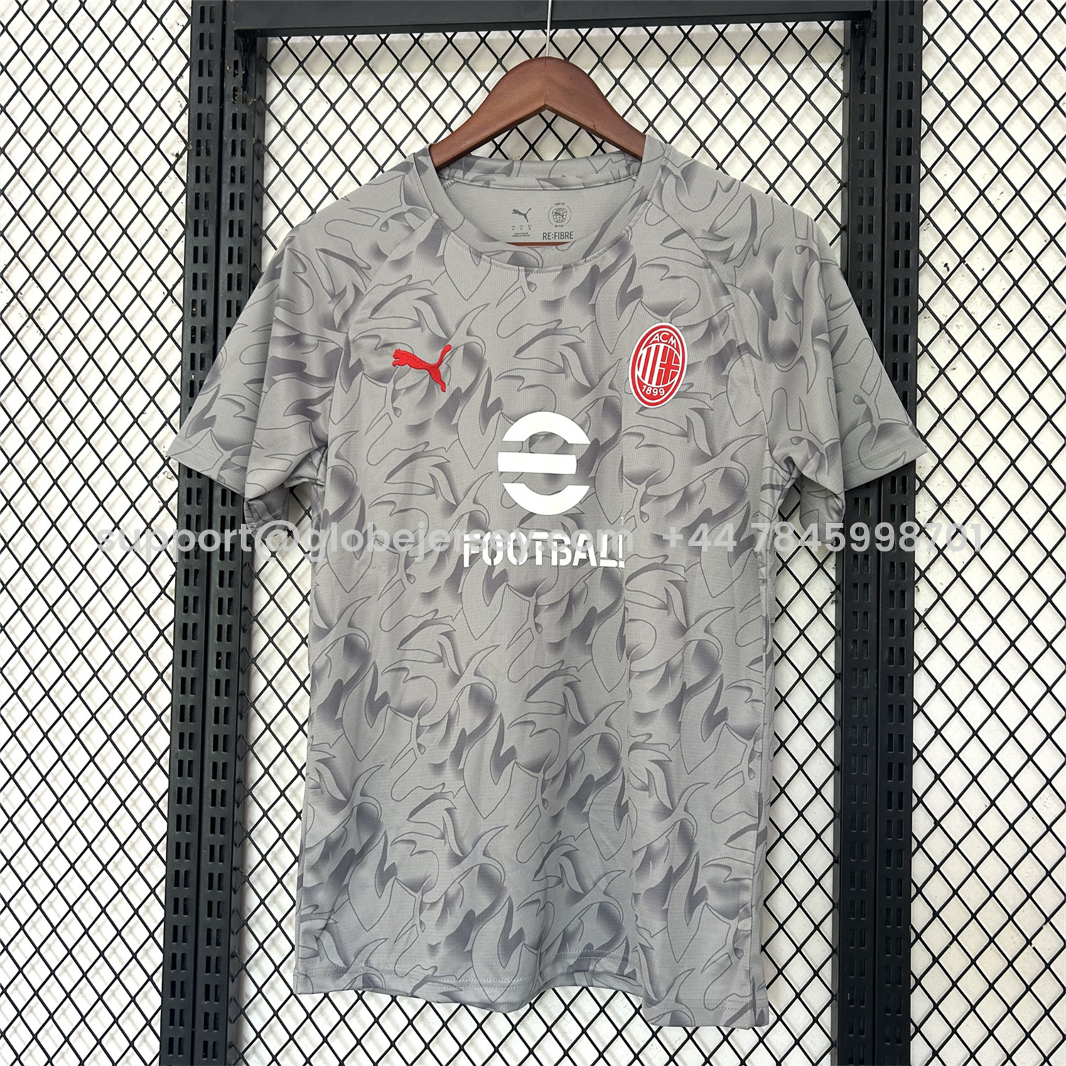 AC Milan 25-26 Grey Pre-Match Training Jersey - Fans Version