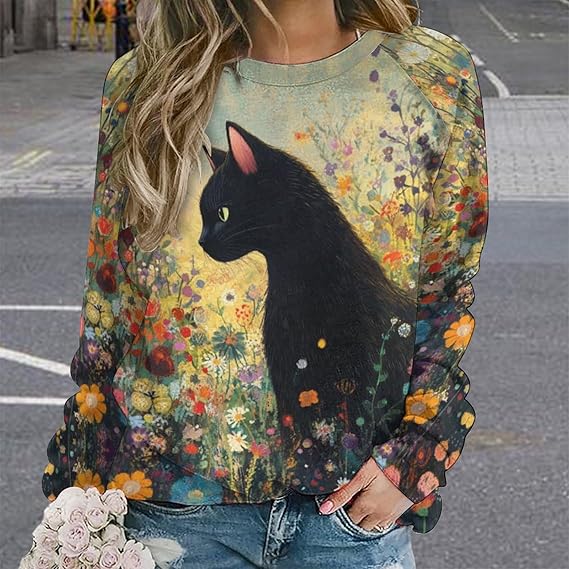 Womens Funny Cat Sweatshirts