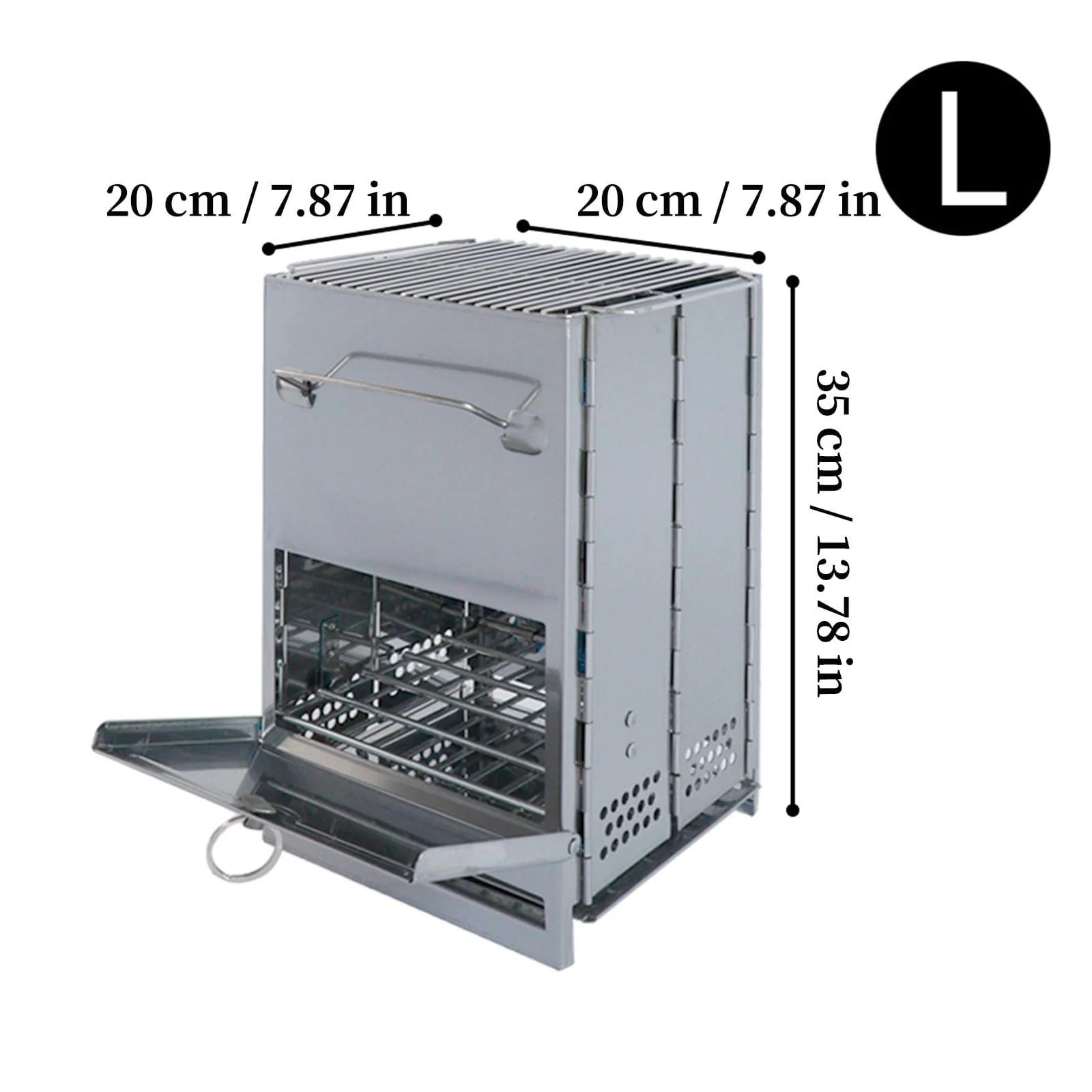 Stainless Steel Foldable Camping Grills Portable Outdoor BBQ Grill, Charcoal Grill Heightened M/L/XL Barbecue Desk Tabletop Outside Stainless Steel Smoker