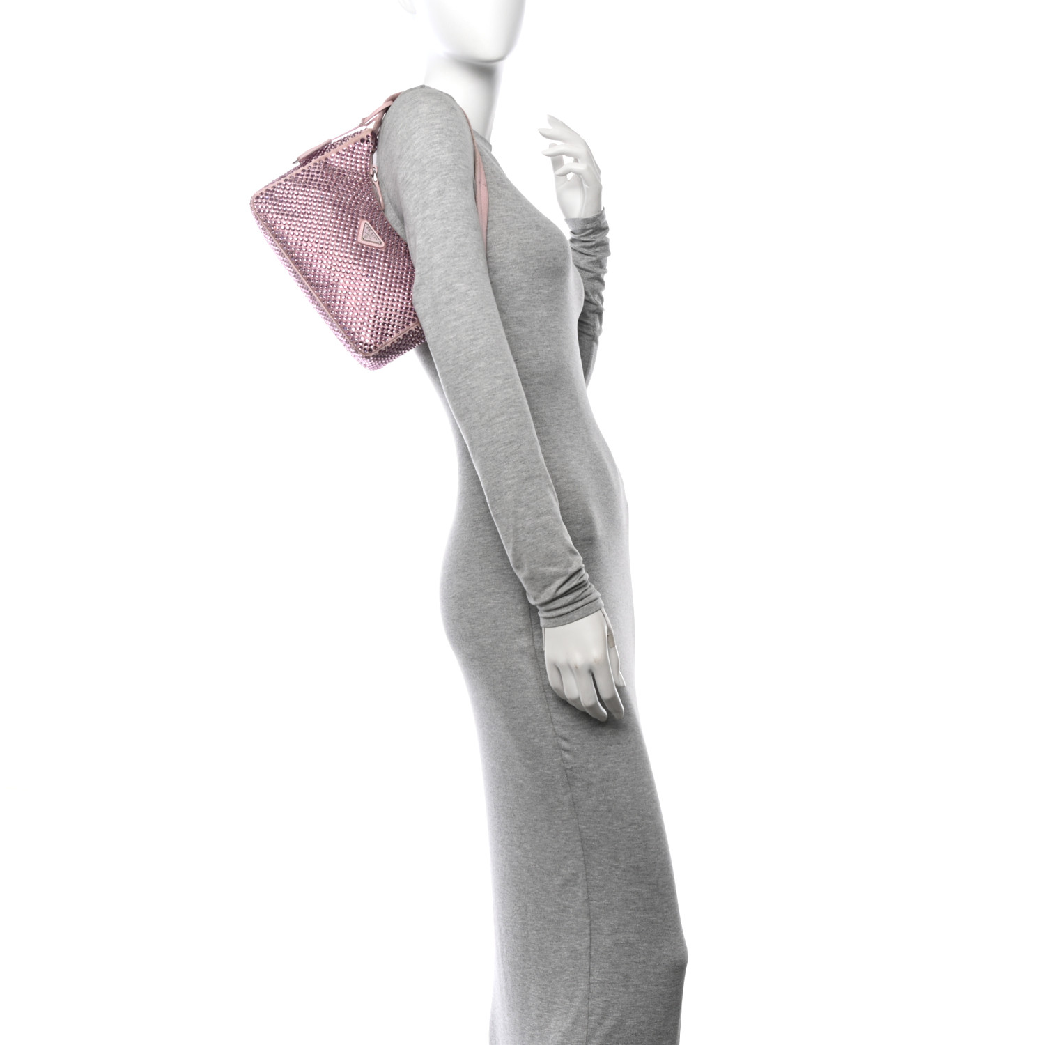 Satin Crystal Mini Re-Edition 2000 Bag Alabastro