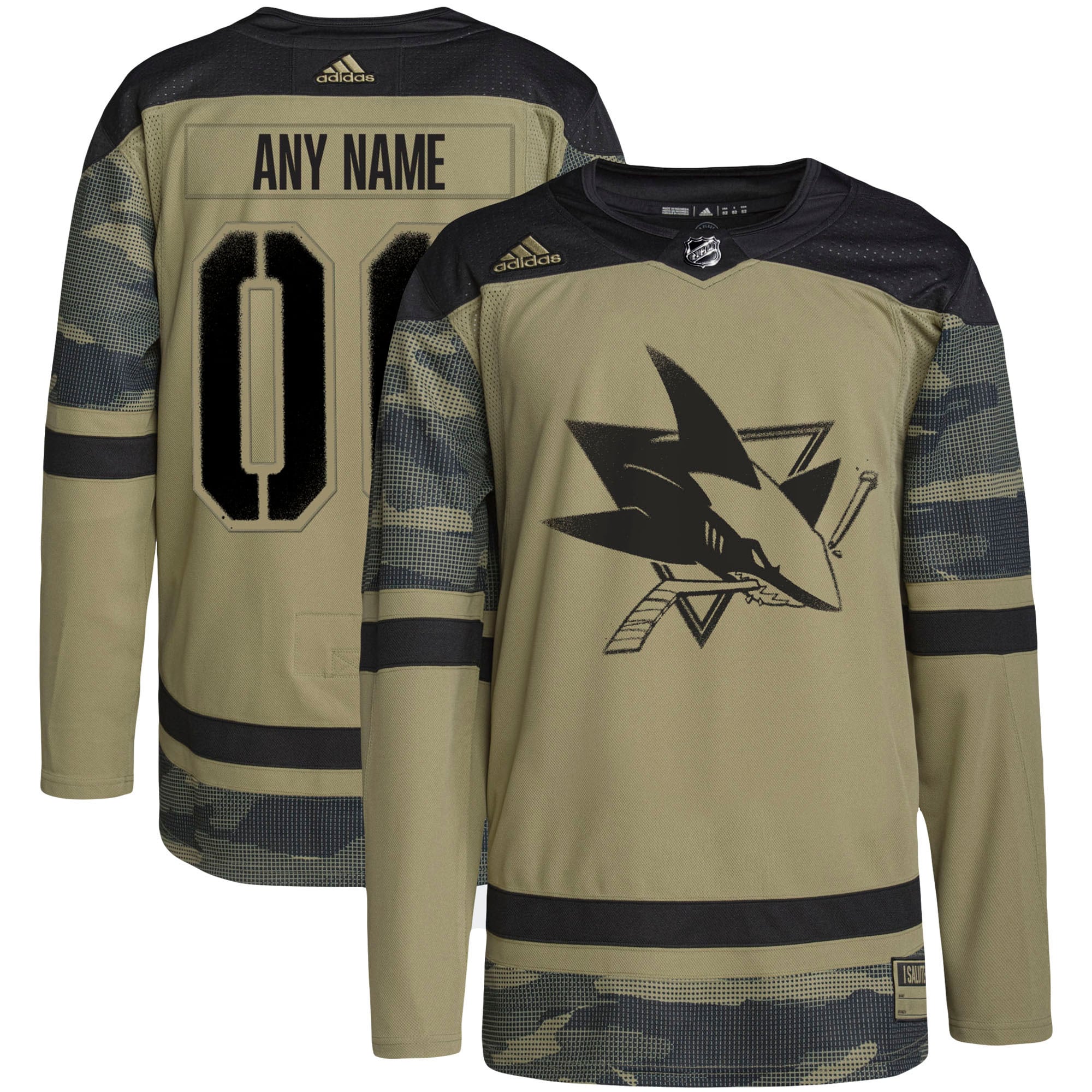 San Jose Sharks  Military Appreciation Team  Custom Practice Jersey – Camo