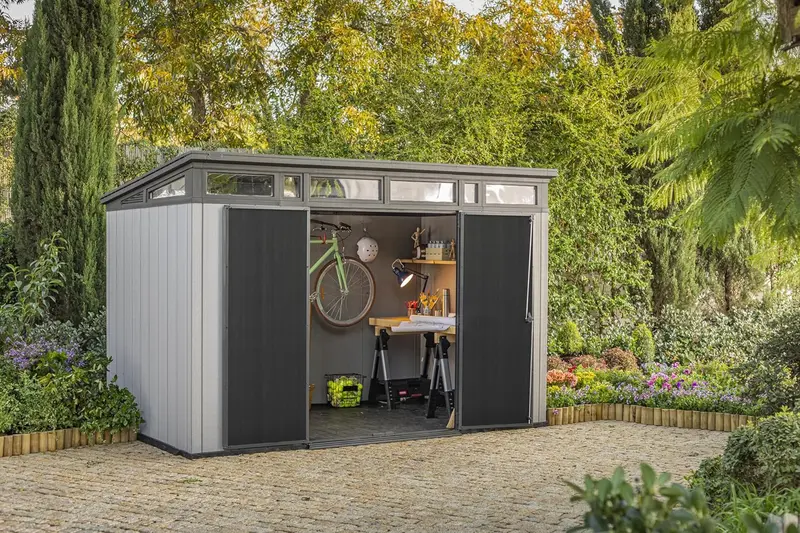 11×7 Modern Resin Outdoor Storage Shed – Weatherproof Patio & Garden Organizer