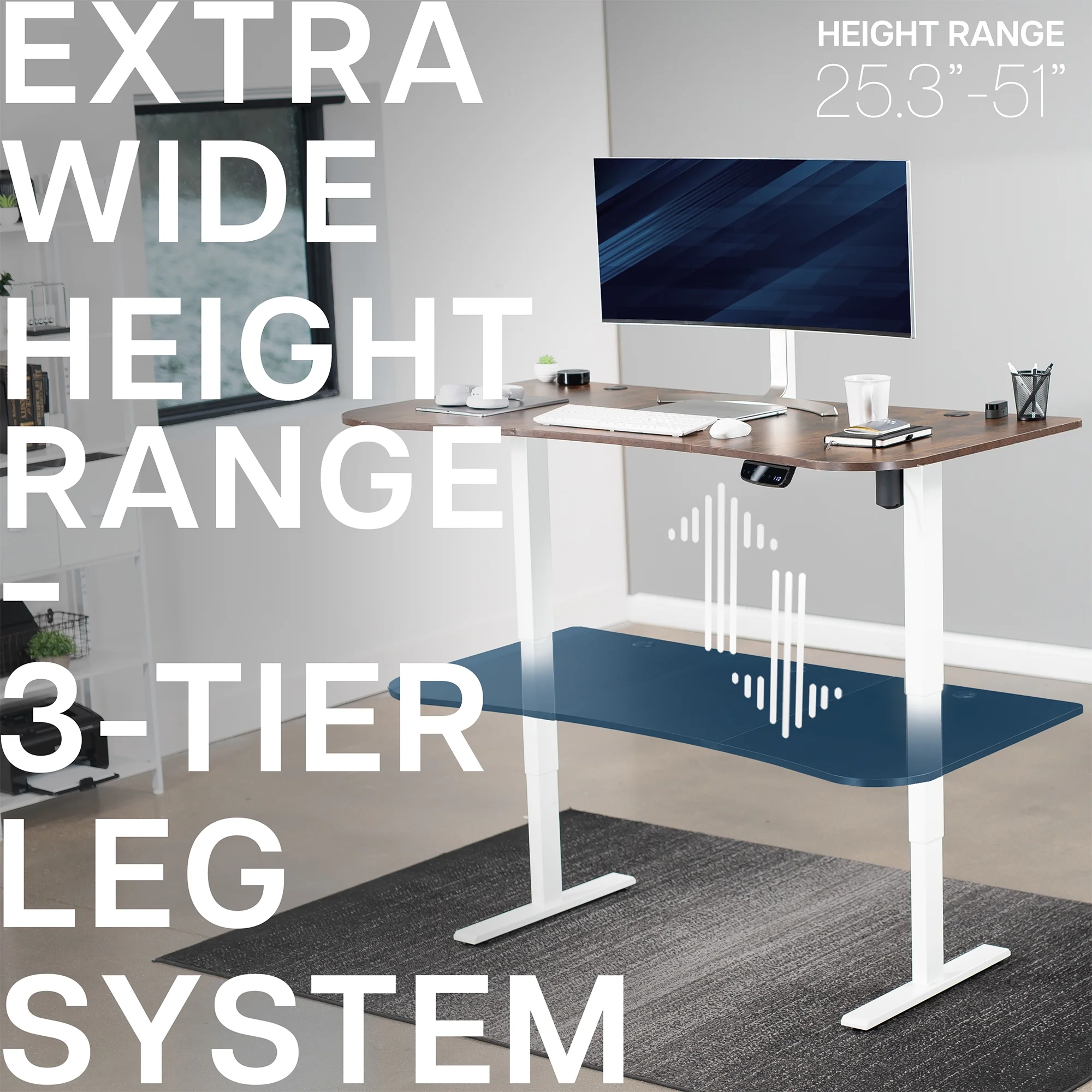 VIVO Reclaimed Wood / Black 63�?x 32�?Electric Height Adjustable Stand Up Desk