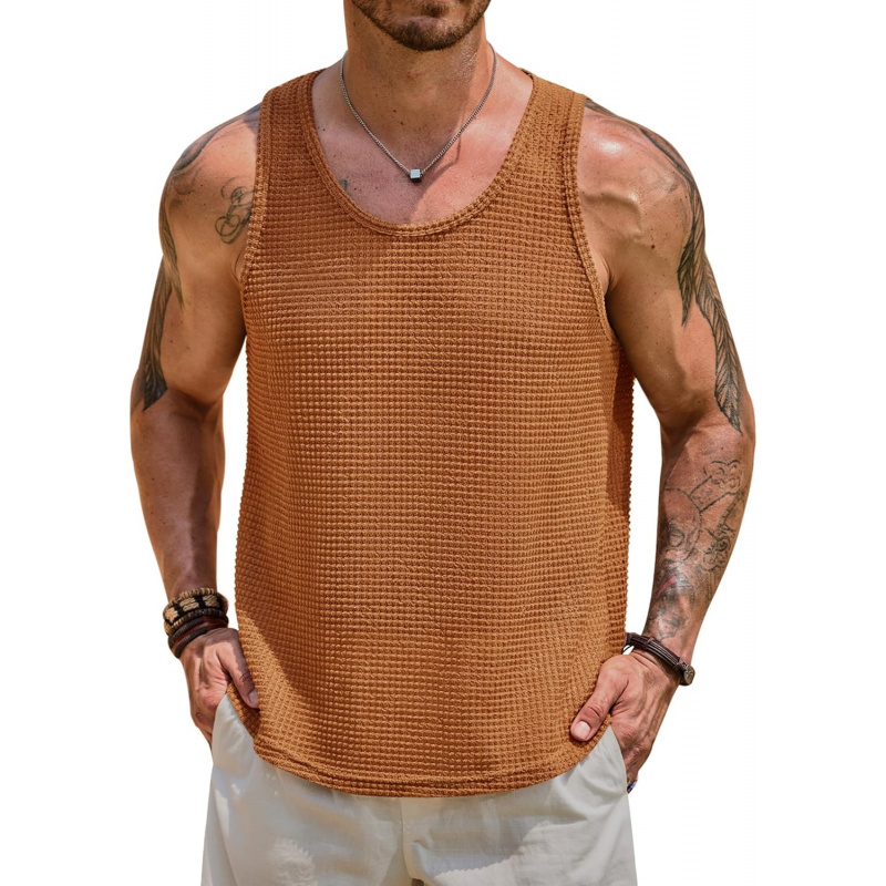 Men's Hollow Out Tank Top Vacation Summer See