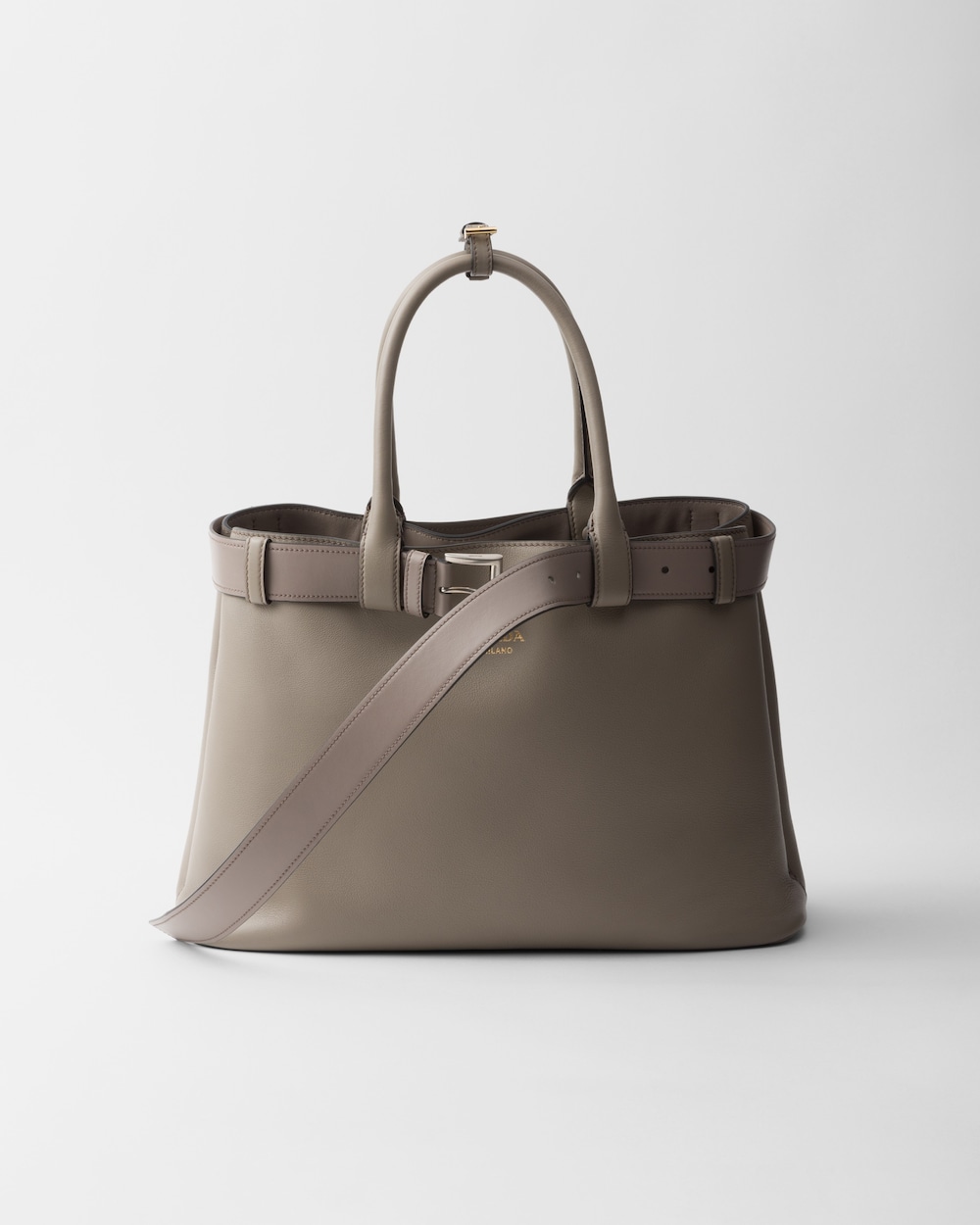 Buckle Large Leather Handbag With Belt