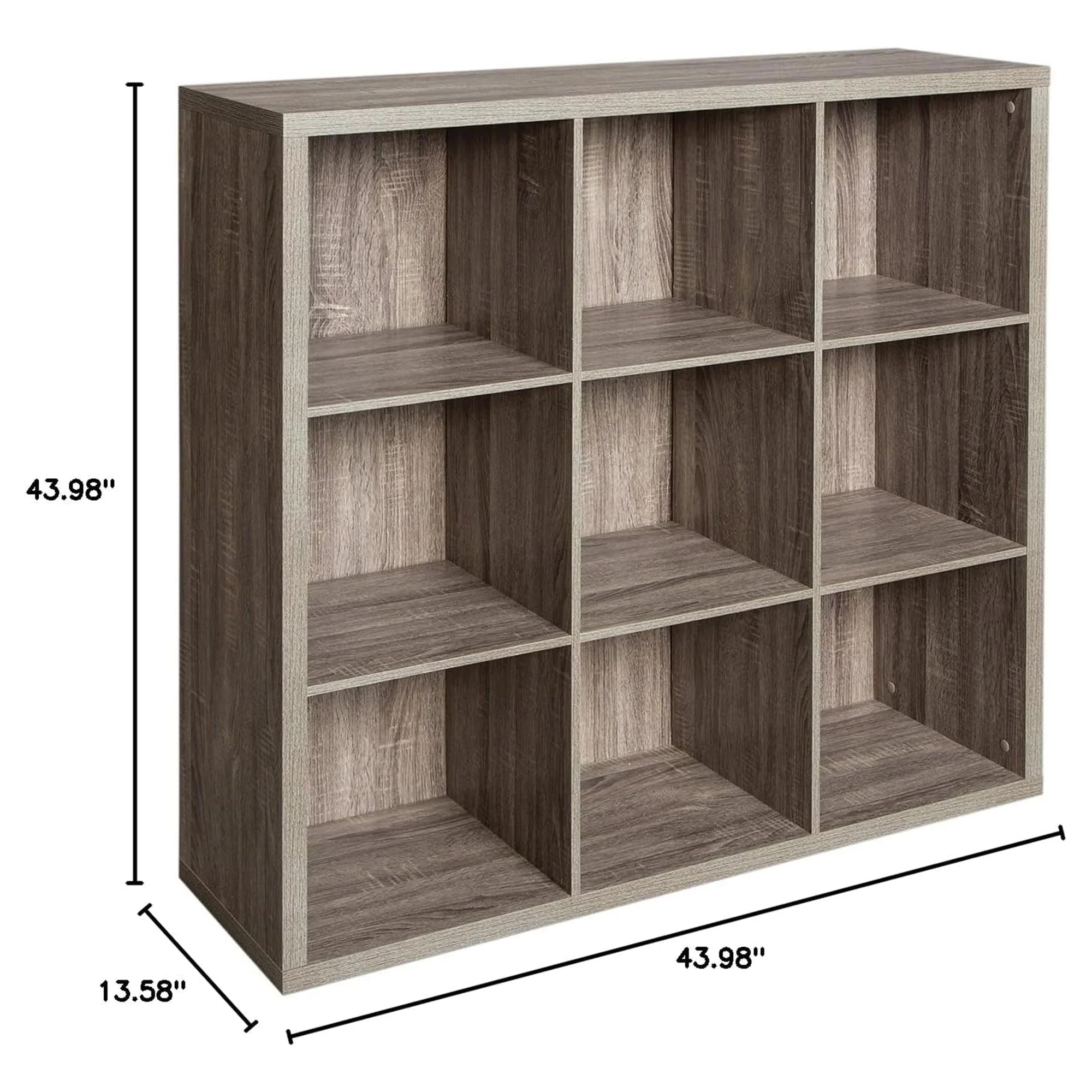 ClosetMaid 9 Cube Storage Shelf Bookshelf Organizer with Back Panel, Gray