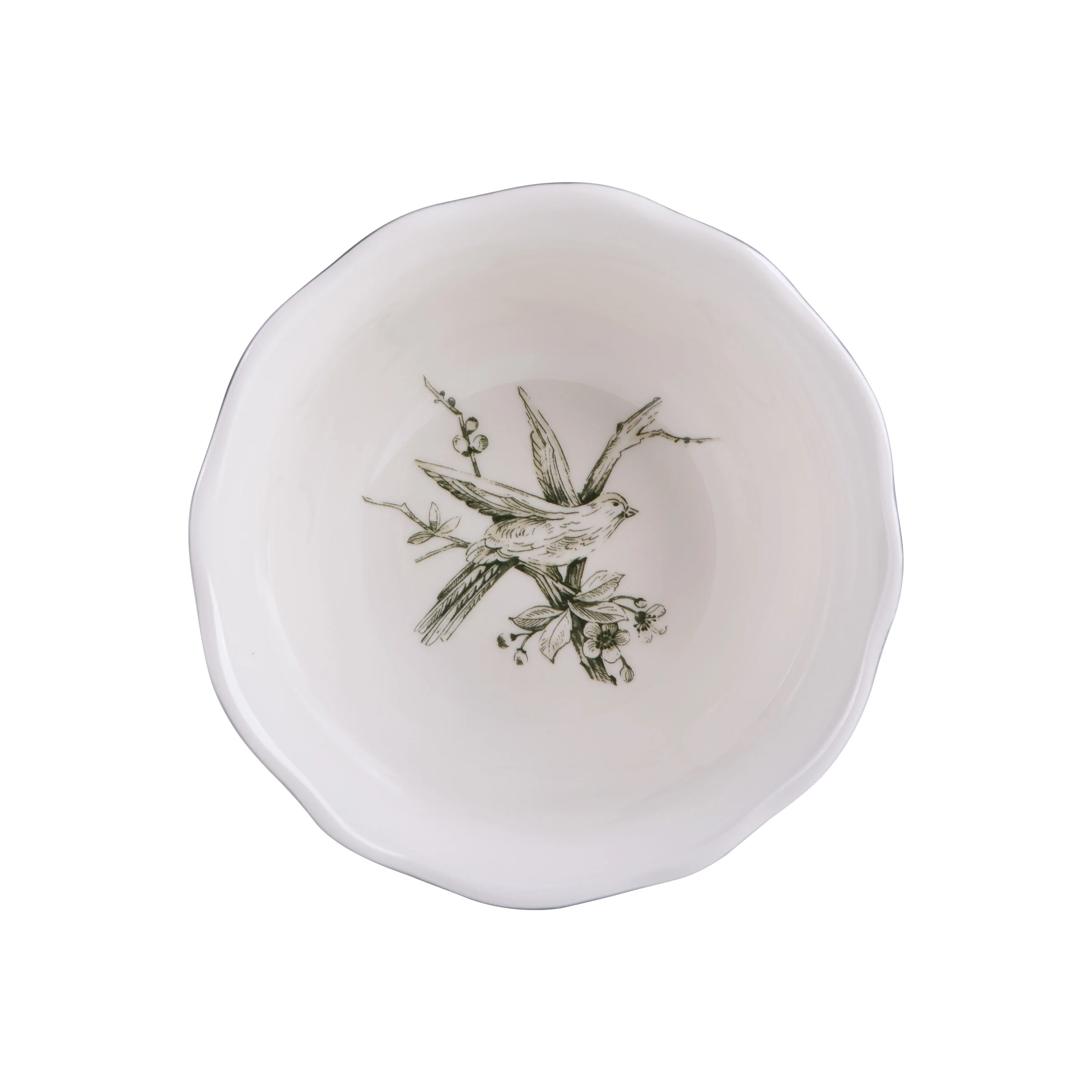 222 Fifth Adelaide Brown on White Porcelain 12 Piece Dinnerware Set, Plates & Bowls, Service for 4