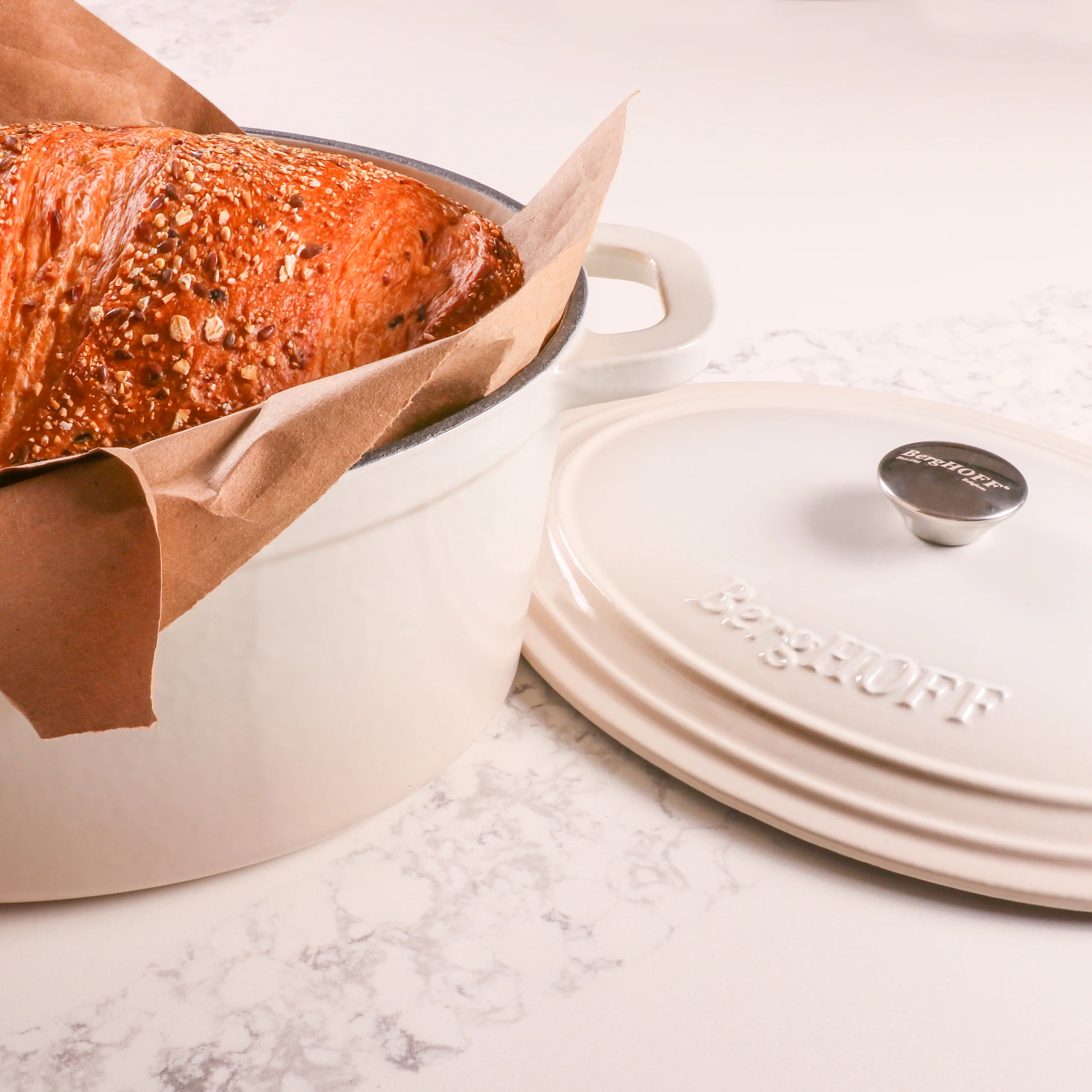 BergHOFF Neo 4Pc Cast Iron Set: 3qt. Covered Dutch Oven & 7qt. Covered Stockpot, Blue