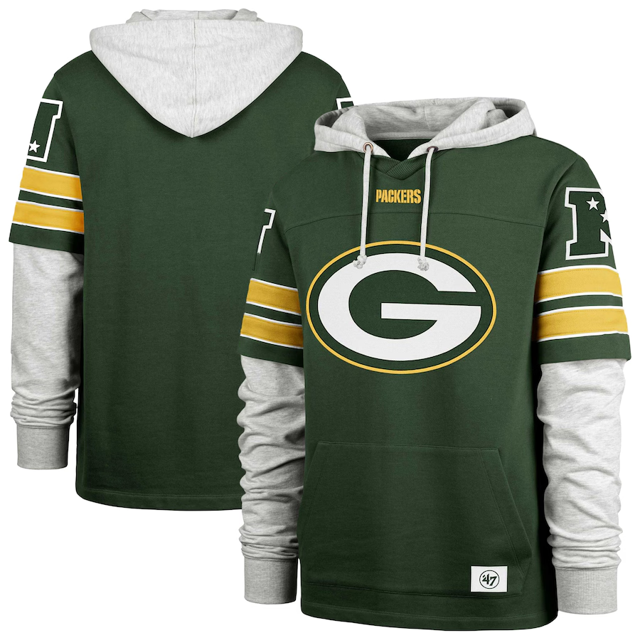 Green Bay Packers '47 Double Header Blitz Cornerback Pullover Hoodie
