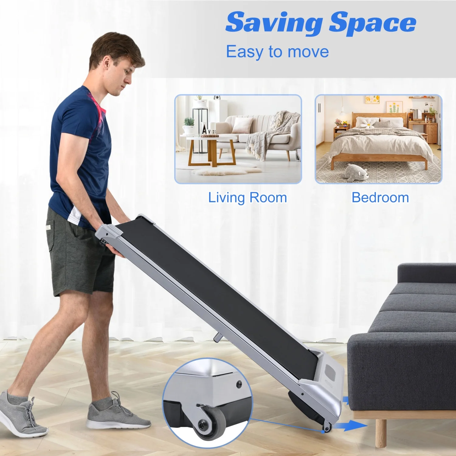SWERTOY Walking Pad Running Machine Walking Machine for Home Under Desk Treadmill with LED Display and 12 Preset Programs 2.25HP Portable Treadmill Jogging Machine for Office Small Space