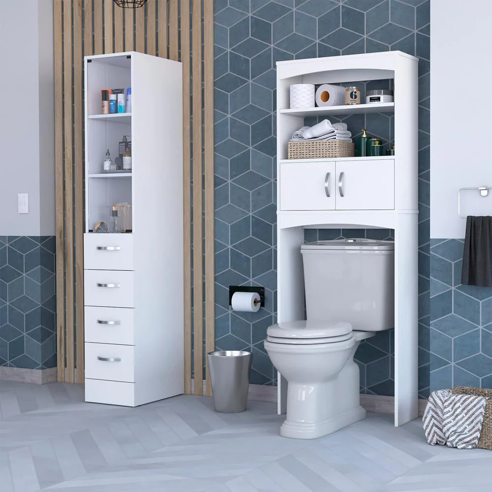 Depot E-Shop Sheridan 2 Piece Bathroom Set, Linen Cabinet + Over The Toilet Cabinet