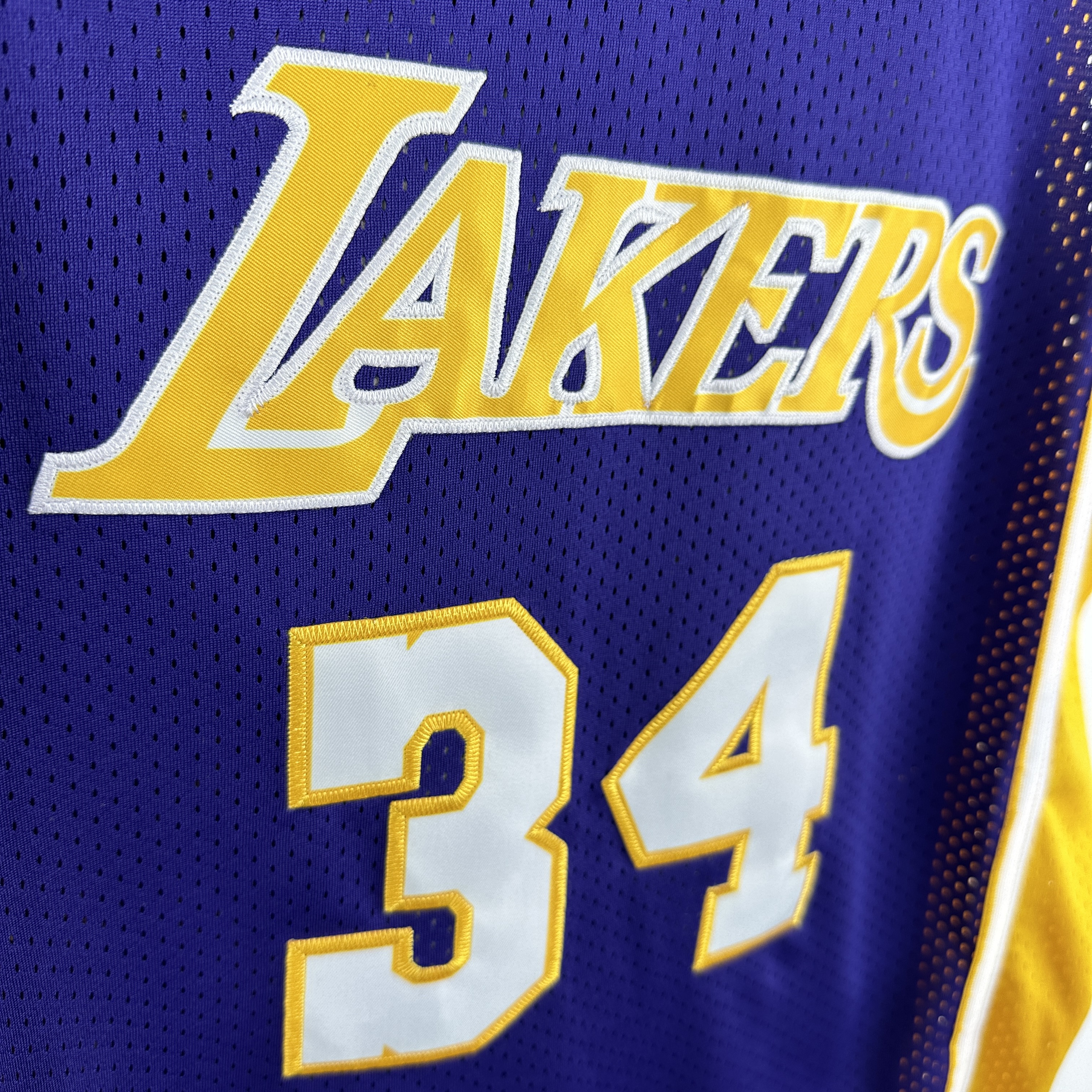 Embroidered MN Retro Jersey Lakers 99/00 Season V-neck Purple No. 34 O'Neal