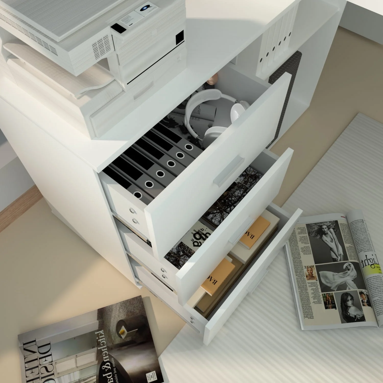 PAKASEPT 4 In 1 Home Office Computer Desk L Shaped Desk, Reversible Corner Desk with Drawers & Shelves & Pegboard, White Desk Study Writing Table for Home Office